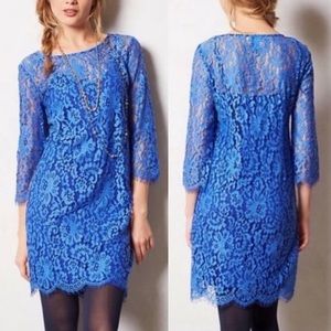 Anthropologie HD in Paris Lace Overture Dress Blue Sz M